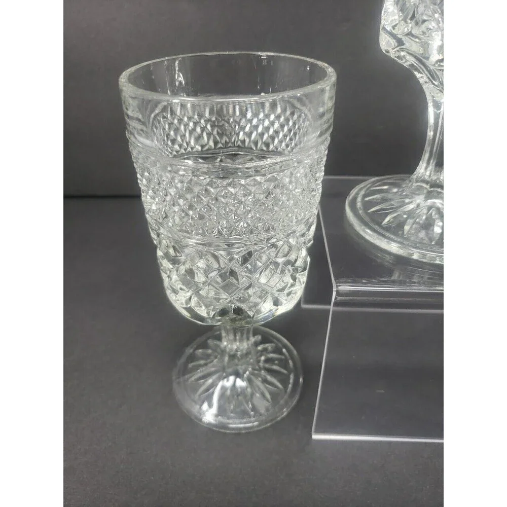 Vintage Anchor Hocking Wexford Glass Wine Water Goblet Set of Two Classic